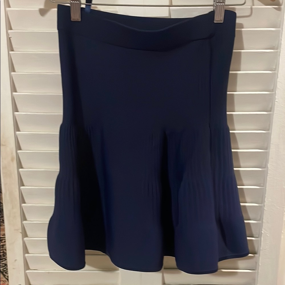 INTERMIX-Navy Blue Knee-Length A-Line Skirt